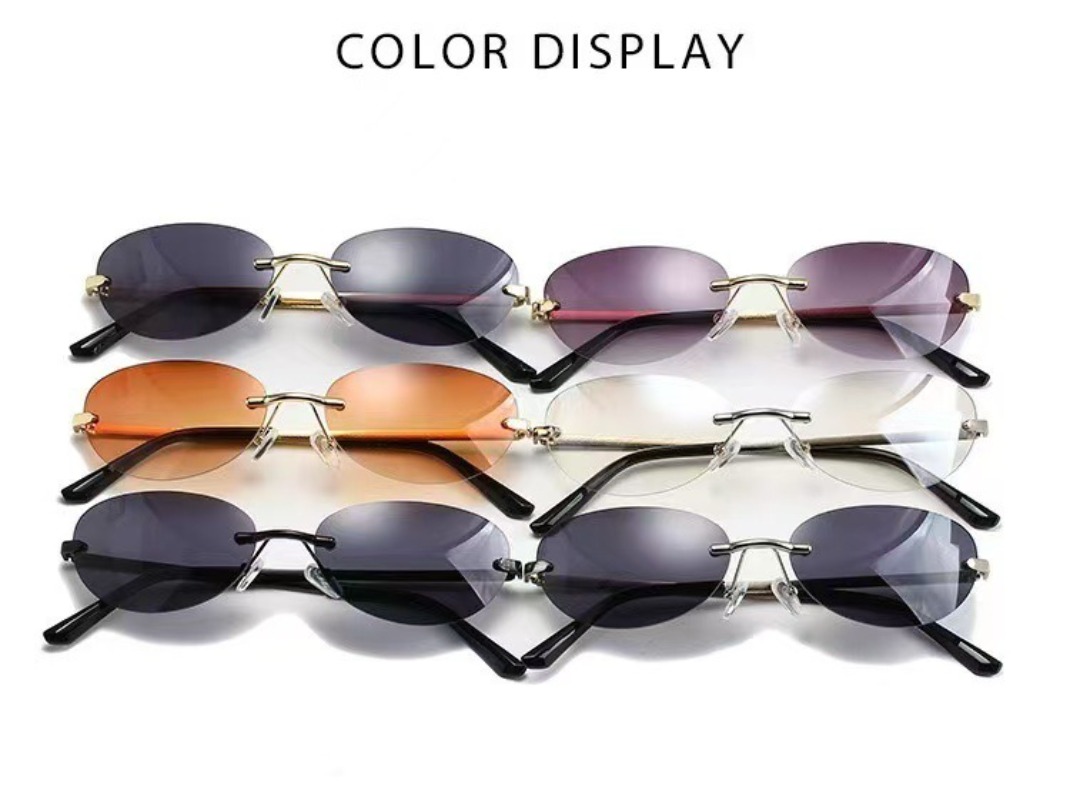Rimless Oval Sunglasses Women  - Metal Photo Panel recensie en prijs