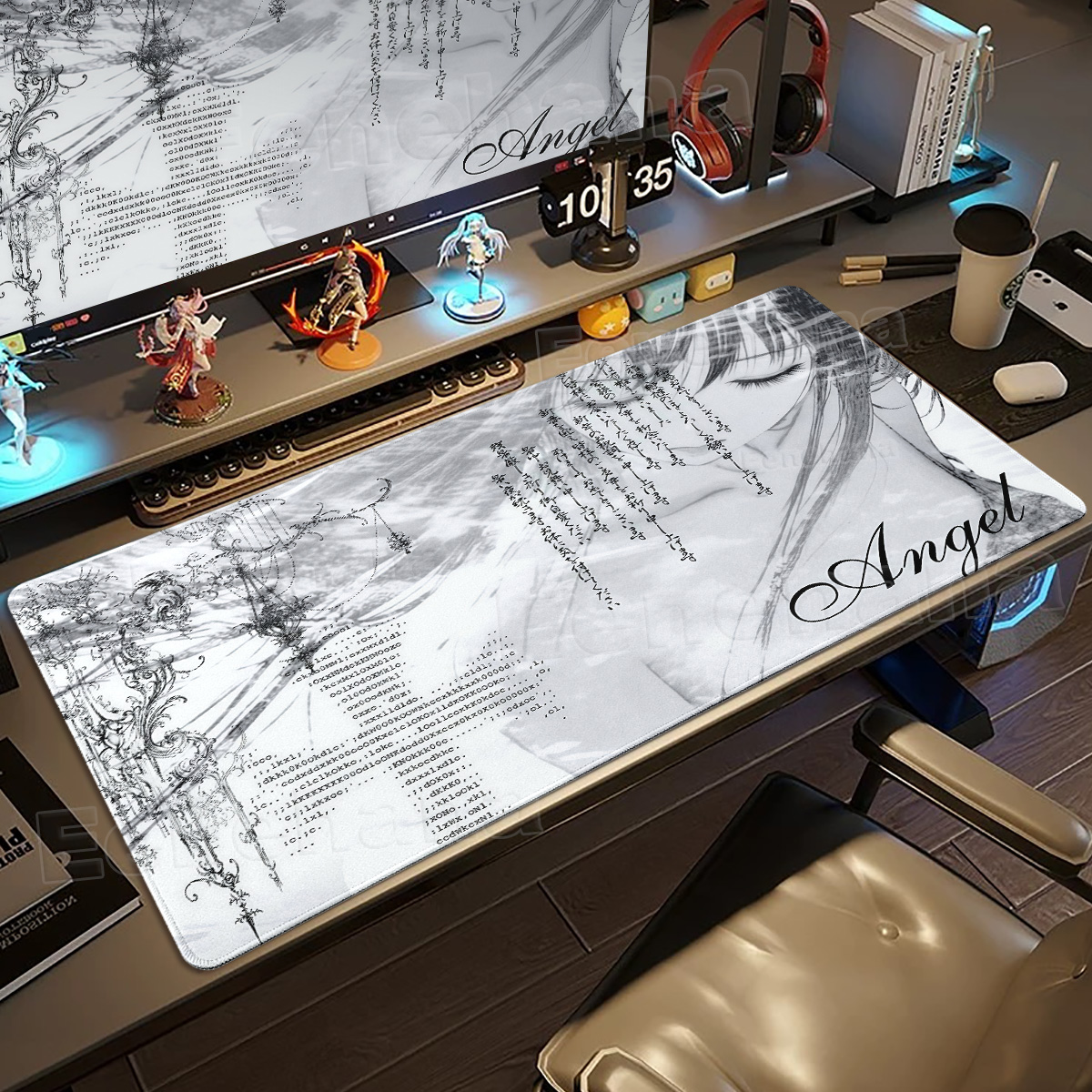 Black White Angel Mouse Pad La - Mouse Pad Blank Sublimation recensie en prijs