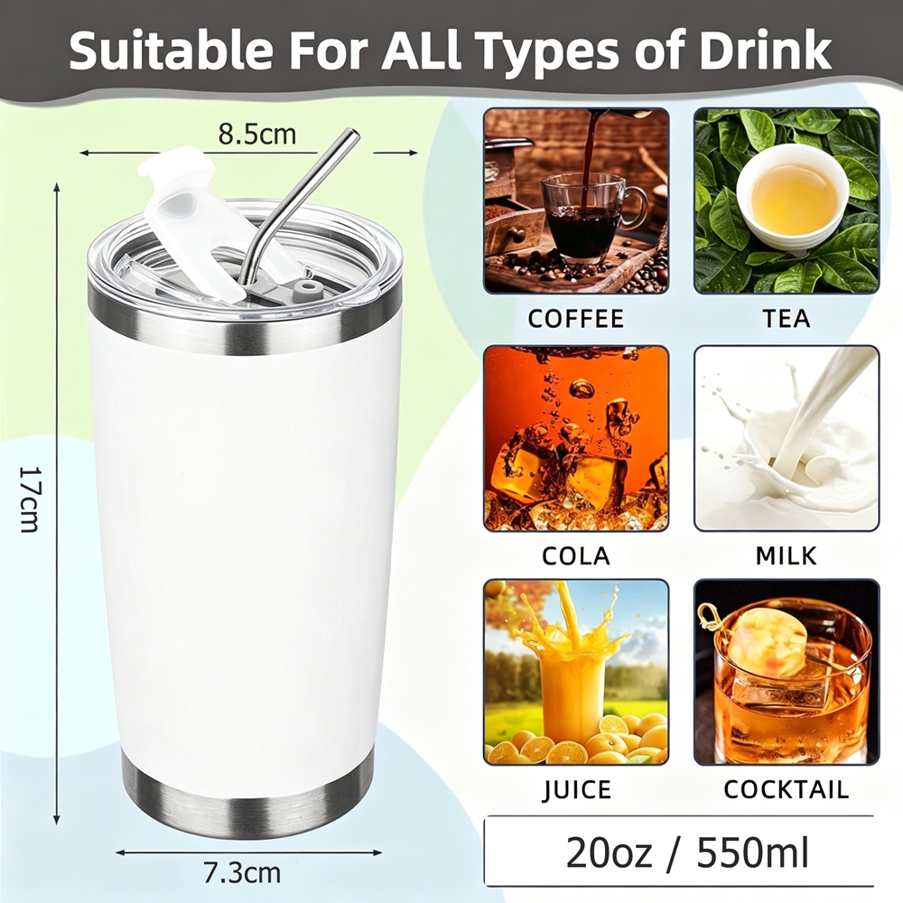 20oz Tumbler Mug with Lid and  - Tumbler 20Oz White recensie en prijs